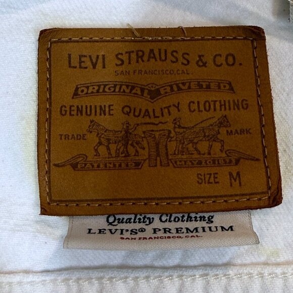 Levi's Trucker Jacket White Denim Boyfriend Medium - Picture 9 of 11
